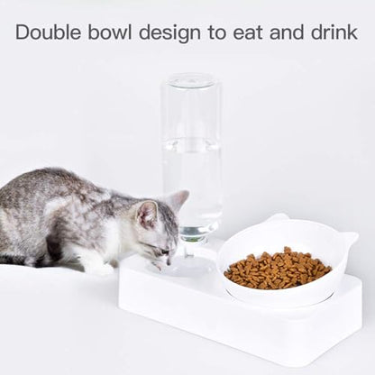 Cat Bowls, Pet Food Bowls, 15° Tilted Cat Bowl for Indoor Cats, Dog Food and Water Bowl Set