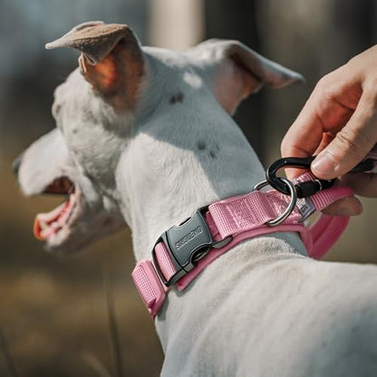OneTigris Tough Dog Collars, Tactical Dog Collar with Handle, Milltary Adjustable Dog Collar with Heavy Duty Metal Buckle for Training (Pink, S) - color: Pink, size: S