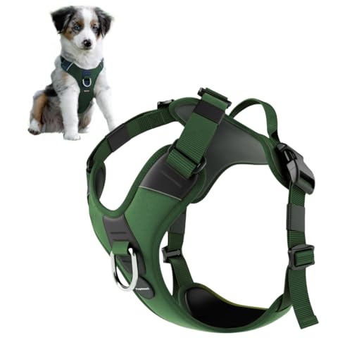 No Pull Dog Harness - Durable Polyester Puppy Harness with Front Anti-Pull Loop, Reflective Strips, and Quick-Release Clips for Small, Medium, and Large Dogs (Forest Green, Small) - color: Forest Green, size: Small
