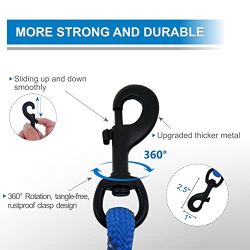 Dog Leash Heavy Duty 6ft, Double Handle Dog Leash with Padded Handle for Traffic Control, Reflective Rope Leashes for Large and Medium Dogs Control Safety Training at Night (Navy Blue) - color: Navy Blue (25 to 120 lbs)