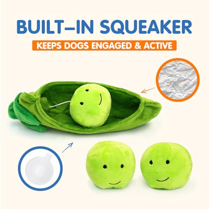 Hide and Seek Dog Toys, Interactive Squeaky Plush Puzzle Toy with Crinkle, Dog Enrichment Toys for Boredom & Stimulation, for Small Medium Dogs, Non-Aggressive Chewers(Pea Balls, Pack of 3) - style: A-Peas
