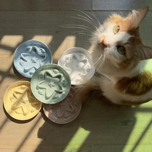 Cat Slow Feeder Bowl – Whisker Friendly Melamine Puzzle Feeding Bowl for Slow Eating – Wet & Dry Food – Dishwasher Safe, Lightweight, Non-Slip (Buttercream, 6.3'') - color: Buttercream, size: 1 Count (Pack of 1)
