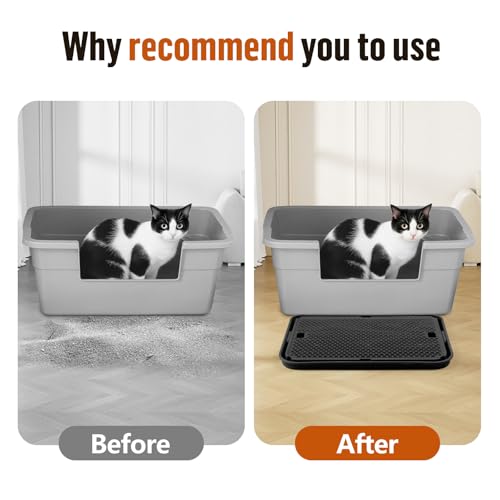 Large Cat Litter Box Step Mat, 16.5"x11.2" Cat Ramp Stairs, Cat Litter Catcher for Self-Cleaning Litter Box, Cats Pedal Step Stool Ideal for Kitten & Older Cats (Black) - color: Black Large