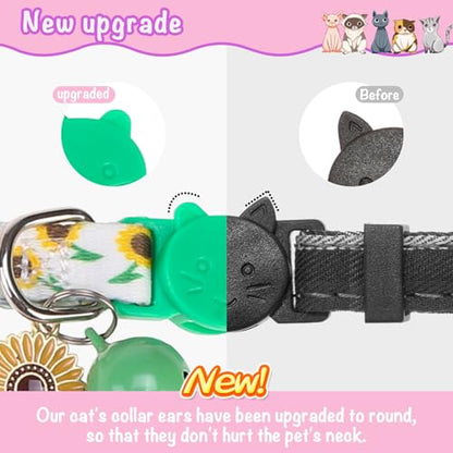 Breakaway Cat Collar with Removable Bow Tie and Bell, Cute Multi-Style Patterns, 3 Pack Safety Buckle Kitten Collars, Adjustable Pet Collar for Cats Puppy (Style B - Nature) - color: Style B - Nature