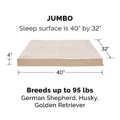 Furhaven Replacement Dog Bed Cover Ultra Plush Faux Fur & Suede Mattress, Machine Washable - Cream, Jumbo (X-Large) - color: Cream, size: Jumbo (X-Large) (Pack of 1)