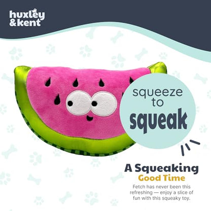 Huxley & Kent Funny Dog Toy w/Squeaker – Power Plush Squeaky Dog Toys for Small, Medium & Large Dogs – Soft Stuffed Animal for Indoor Play & Fetch - Fetchies® Walter Melon, Small - size: Small, style: Walter Melon