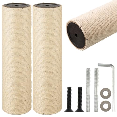 2 Root Cat Scratching Post Replacement 13.78x3.54 Cat Tree Scratch Post Replacement Natural Sisal Pole Cat Scratch Post Refill Pole Part with M8 Screws for Kitten Tree Tower Cat Furniture Accessories - color: 35cm/13.78in