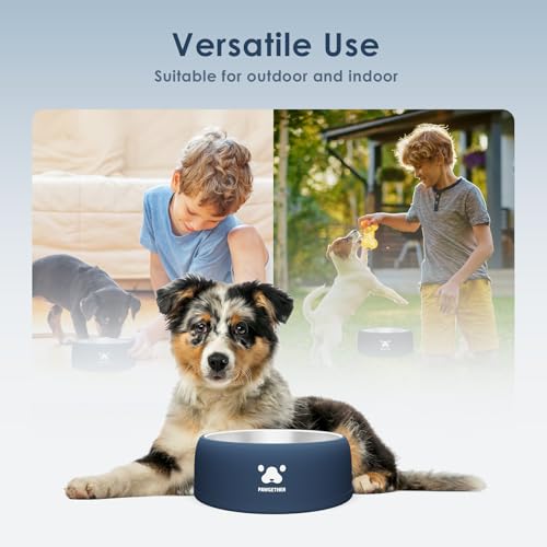PAWGETHER® Stainless Steel Dog Bowls, Dog Food and Water Bowl Non-Slip Easy to Clean Dishwasher Safe for Puppy Small Medium Dogs Cats Navy Blue 34oz - color: Navy (34oz)