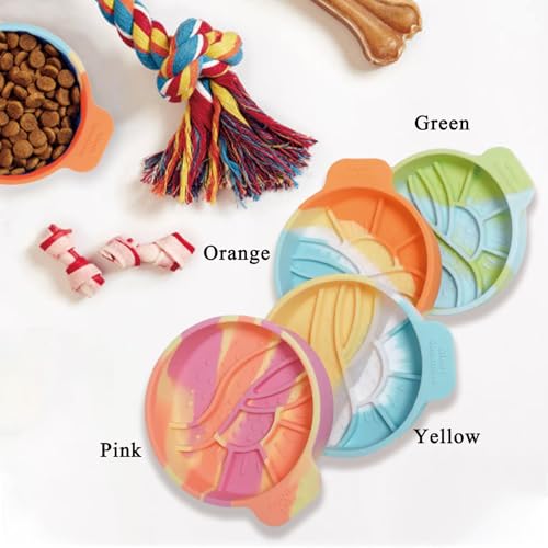 Colorful Round Slow Feeder Bowl for Small Dog & Cat Easy to Clean Silicone Round Shape Cat Bowl (Yellow) - color: Yellow