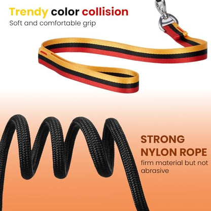 4 FT Heavy Duty Dog Leash with 2 Padded Handles (Traffic Handle & Easy Snap Hook), Reflective Walking Lead for Large, Medium & Small Dogs (1" Wide, Black)