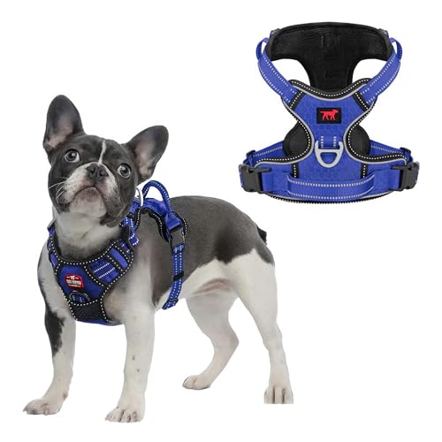 Tuff Pupper No Pull Easy Walk Dog Harness | Heavy Duty Pet Vest | Front & Back Leash Clips | Strong Safety Handle | Reflective Anti Pull Vest | Comfortable Padded Escape Proof Harness (Medium, Blue) - color: Midnight Blue, size: Medium (Neck: 15-23" , Che