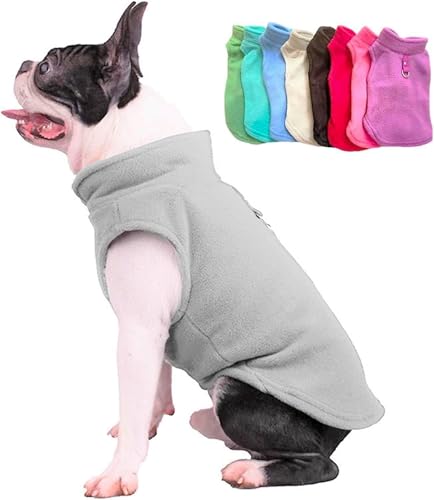 JACKO & CO - Fleece Vest Dog Sweater with Leash Ring - Soft, Warm & Lightweight Pullover Coat for Small & Medium Dogs, Puppies & Cats - Cozy Fall/Winter/Spring Pet Jacket (Grey, Small 4-6lbs) - color: Grey, size: S (4-6lbs)