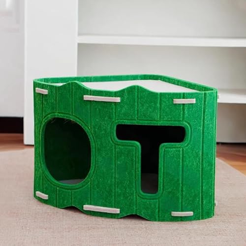 Genérico Felt Cave Cats, Semi-Closed House Bed for Pets | Comfortable Puppy Cave | Winter Use Outdoor Camping Travel Home & Bedroom & Living Room Apartment Balcony - color: Green