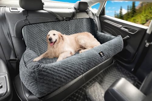 Dog Car Seat for Medium/Large Dogs Under 100 Lbs,Multi-Functional Dog Car Bed Washable Pet Travel Safety with Thick Cushion, Soft Safe Removable,for All Cars Back Seat（Grey） - color: Gray, size: Large