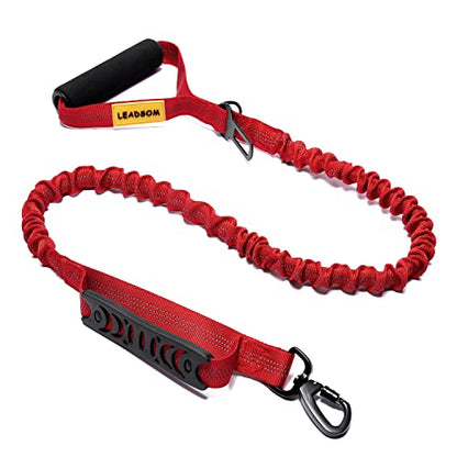 6FT Highly Reflective Heavy Duty Elastic Bungee Medium and Large Dog Leash Shock Absorbing with Comfortable Padded Handle and Traffic Handle Suitable for Training Red - color: Red