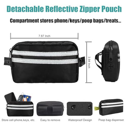 Hands Free Dog Leash Waist & Crossbody for Walking, No Pull Heavy Duty Bungee Double Dog Leash for Two Dogs with Pouch, Padded Handles & Reflective for Large Medium Dogs, Black - size: 2 Leashes