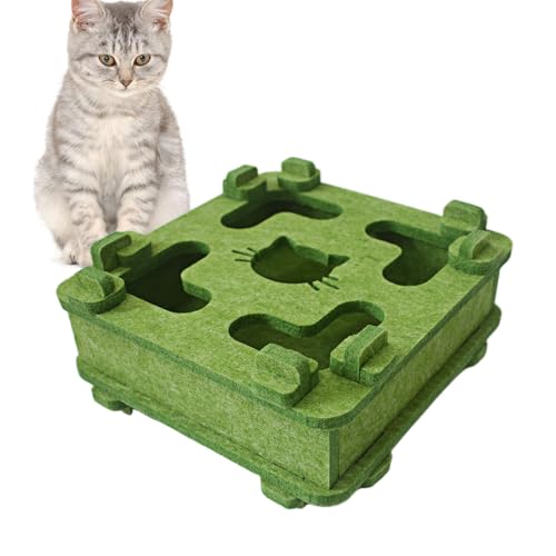 IUHKBH Cat Puzzle Toy, Soft Felt Intelligence Mind Game Track Balls Interactive Kitten Toy Puzzle Box for Indoor Cats, Easy to Assemble [Green] - color: Green