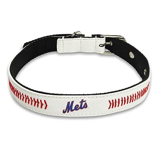 MLB Dog Collar New York Mets New Signature PRO PVC-Leather Premium Pet Collars Extra Tough & Durable! Super Stylish! Size: Small Adjustable 12-15" Length x 0.75" Width - color: New York Mets, size: Small