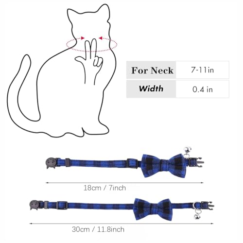 White Plaid Dog Bow Collar with Bell, Breakaway Cat Collar Bell with Bowtie Christmas Puppy Collars for XXS Xs Small Tiny Little Pet Dogs Boy Girl Kitten, for Hoilday Birthday Party - color: White Plaid