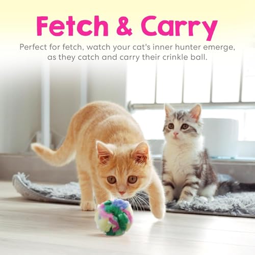 Jumbo Cat Crinkle Balls 3.5 Inch | 12 Pack | Interactive Indoor Cat Toy, Safe Lightweight Build with Durable Crinkle Material and Engaging Sound for Active or Larger Cats - style: 12 Pack