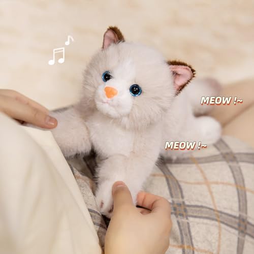 PEACH CAT Cat Stuffed Animal 15" Realistic Kitten Plushies Soft Plush Toys Gifts for Kids Grey and White - style: 15“ Grey and White Cat