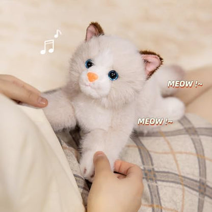 PEACH CAT Cat Stuffed Animal 15" Realistic Kitten Plushies Soft Plush Toys Gifts for Kids Grey and White - style: 15“ Grey and White Cat