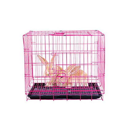 Hemobllo Wire Dog Crate Folding Cage, Portable, Easy to Install, Durable, Secure, Warm - color: Pink, size: 23.6"L x 16.5"W x 19.7"H