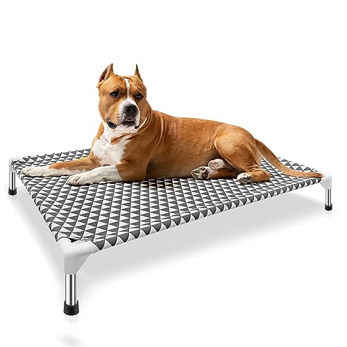 Elevated Outdoor Dog Bed, Large Size, Cotton Material, Non-Slip Feet, Fits up to 100lbs - size: 4 sided Large