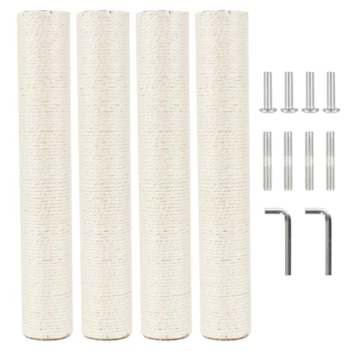 4 Pcs 2.9in 7.4cm Diameter Cat Tree Replacement Post Scratching Sisal Pole (M10, 17.7in/45cm) - color: 17.7in/45cm, size: M10*4posts