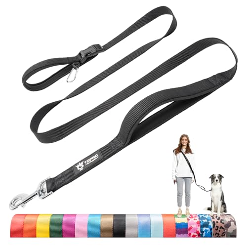 TSPRO Tactical Hands Free Dog Leash, Heavy Duty Adjustable with Padded Handle & Metal Safety Clasp for Walking Running Hiking Training, Medium & Large Dogs (Black 25) - color: Basic Black, size: for Medium to Large Dogs