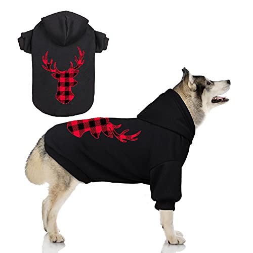 Dog Hoodie Sweater for Dogs Buffalo Plaid Pet Clothes Dog Hooded Sweatshirt Warm and Soft Cozy(Reindeer&XXL) - color: Reindeer, size: XX-Large