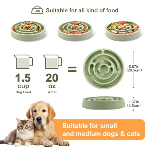 Slow Feeder Dog Bowls,Puzzle Dog Bowl with Anti-Slip, Slow Feeder & Non-Slip Design, Boredom and Anxiety Reducer, Suitable for All Breed Dogs and Cat - color: Green