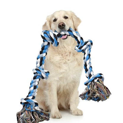 LECHONG Dog Toys for Aggressive Chewers Tough Rope Chew Toys for Large and Medium Dog 3 Feet 5 Knots Indestructible Cotton Rope for Large Breed Dog Tug of War Dog Toy Teeth Cleaning - size: 1pack