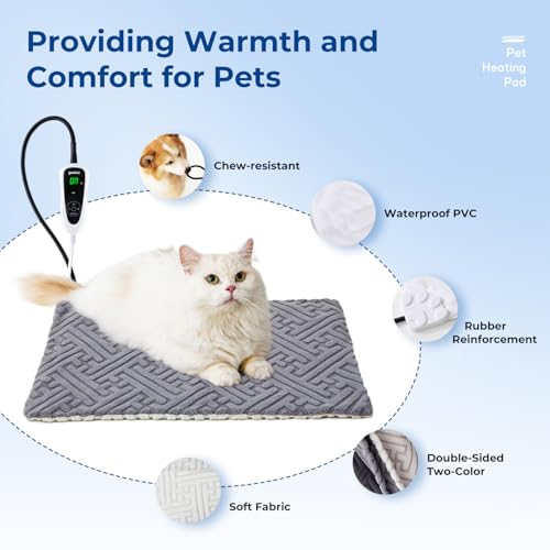 ZOMISIA Cat Heating Pad - 11 Adjustable Temperature and 25 Timer Options, Heated Cat Bed Indoor with Chew-Resistant Cord for Small Dogs, 17.5x14 Inch - size: S: 17.5" x 14"
