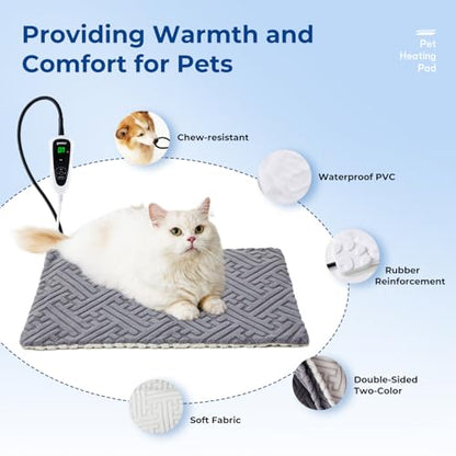 ZOMISIA Dog Heating Pad 28x18 Inch - 11 Adjustable Temperature and 25 Timer Options, Heated Dog Bed Indoor with Chew-Resistant Cord for Large Dogs - size: L/XL: 28" x 18"