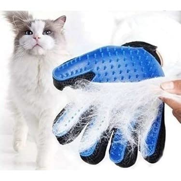 Pet Hair Remover Glove - Gentle Pet Grooming Glove Brush - Deshedding Glove - Massage Mitt with Enhanced Five Finger Design - Perfect for Dogs & Cats with Long & Short Fur - 1 Pack (Right-Hand), Blue