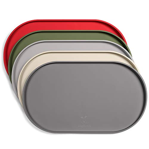 DogBuddy Dog Food Mat - Waterproof Dog Bowl Mat, Silicone Pet Mat for Food and Water Bowls, Nonslip Pet Feeding Mat with Edges, Dogs Food Mats for Floors, Puppy Supplies (XXL: 32" x 19", Gray) - color: Gray, size: 32x19 Inch (Pack of 1)