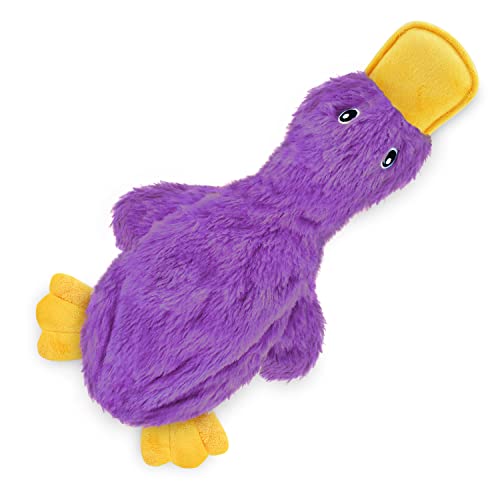Best Pet Supplies Squeaky Dog Toys with Soft Durable Fabric for Small, Medium and Large Pets Interactive Toy for Indoor Play, Supports Active Biting and Play - Purple - color: aCrinkle Duck (Light Purple), size: Large