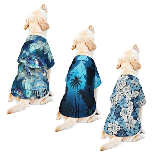 Dog Hawaiian Shirt 3 Pack, Breathable Cool Dog Summer Clothes for Puppy Small Medium Large Dogs Cats, Pet Outfit with Tropical Prints, Perfect for Beach Seaside Outdoor-Style 14 - color: Multi-colored14