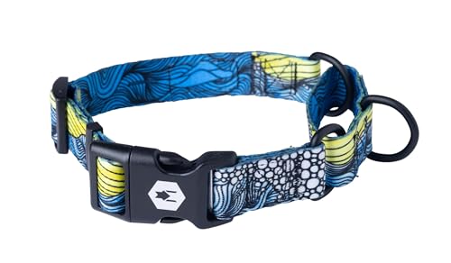 Wolfgang Heavy Duty Martingale Dog Collar with Quick Release Nylon Buckle for Walking & Training, DawnPatrol Print, Medium - color: DawnPatrol Print, size: Medium (1 Inch x 14-18 Inch)
