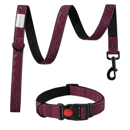Soft Leather 4ft Dog Collar and Leash Set,Stylish 4ft PU Leather Dog Training Leash, Adjustable Durable Pet Collars with Quick Release Buckle for Large Dogs,Medium Dogs,Terracotta (red-Brown, 4 feet) - color: red-brown
