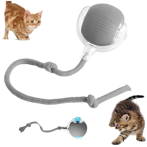 Interactive Cat Toy Balls, Interactive Cat Toys Balls for Indoor Cats 2026 New Motion Activated Cat Ball with 360° Smart Automatic Rolling Moving for Bored Kitten Pet Cats Dogs (Grey, 1pcs) - color: Grey, size: 1pcs
