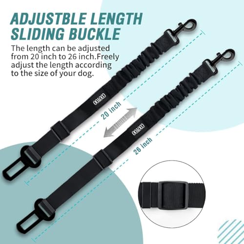 Dog Seat Belt,Retractable Dog Car Harness Seat Belt for Car Adjustable Nylon Pet Safety Seat Belts Heavy Duty & Elastic Bungee Buffer - color: 03-Teal