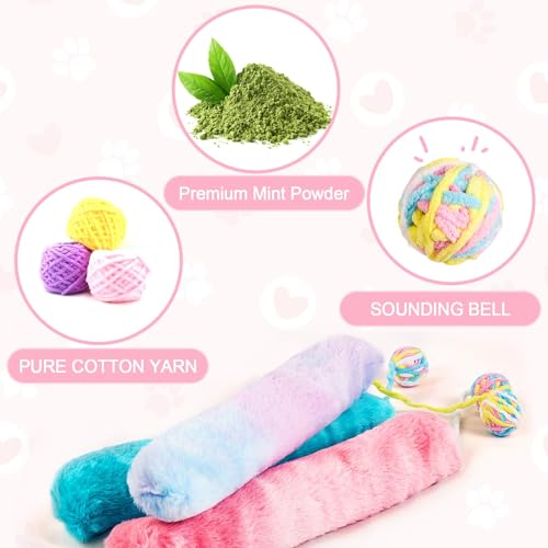 Cat Kicker Toy Large 3pcs, Catnip Toys for Cats, for Indoor Cats, Interactive Kitten Toys with Bell 14.6in/37cm - style: Bell 3pcs