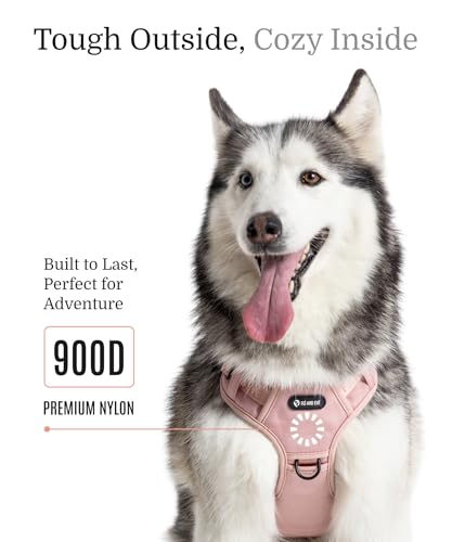 2026 New Edition, Fei & Eve Classic Dog Harness - Quick-Release Buckles | 3-Point No-Pull Control | Heavy-Duty 900D Nylon | Dual Safety Handles | Breathable Mesh | Adjustable Fit | Large,Pink - color: Pink, size: L