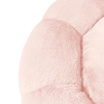 Sherry Kline Pets “Daisy Round” Donut Shape Calming Bed for Dogs and Cats, from Soft Faux Fur, Available in 4 Sizes, Machine Washable - color: Powder Pink, size: Small