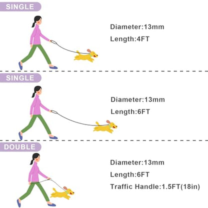 Rope Dog Leash, 6 Foot Heavy Duty Dog Leash with Aviation Aluminum Auto Locking Carabiner, Strong Nylon Pet Lead for Small, Medium, Large Dogs (Purple, 6FT) - color: Purple, size: 6 Foot Single Handle