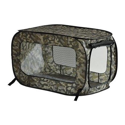 Beatrice Home Fashions Portable, Collapsible, Pop Up Kennel Travel Cat and Dog Crate, 32.5" L x 19.5" W x 19.5" H, Camo Green - color: Camo Green, size: 32.5"L x 19.5"W x 19.5"H