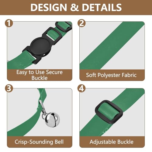 Sea Green Soft Cat Collar, 2 Pack Collar with Bell for Dog Puppy - color: Sea Green