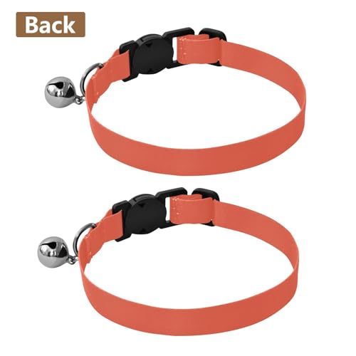 2 Pack Cat Collars Tomato Cat Collar with Bell, Adjustable 10.6 to 17.1 Inches - color: Tomato